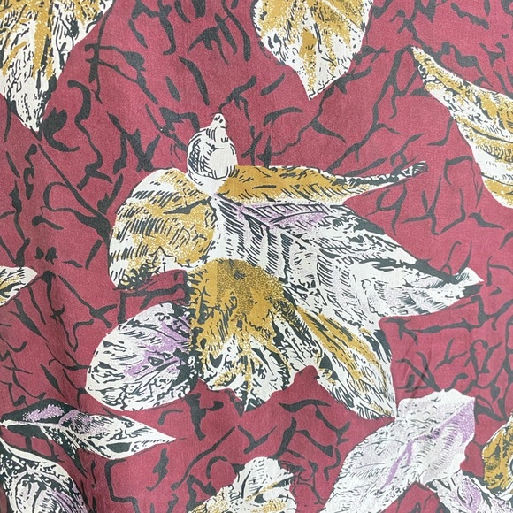 100% SILK FALL LEAVES SOFT BUTTON UP LONG SLEEVE BLOUSE SIZE LARGE UNISEX - Picture 12 of 14